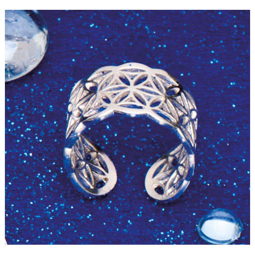 Levensbloem zilver ring open