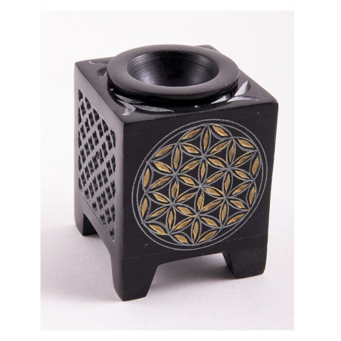 Aromalamp Levensbloem kubus zwart goud