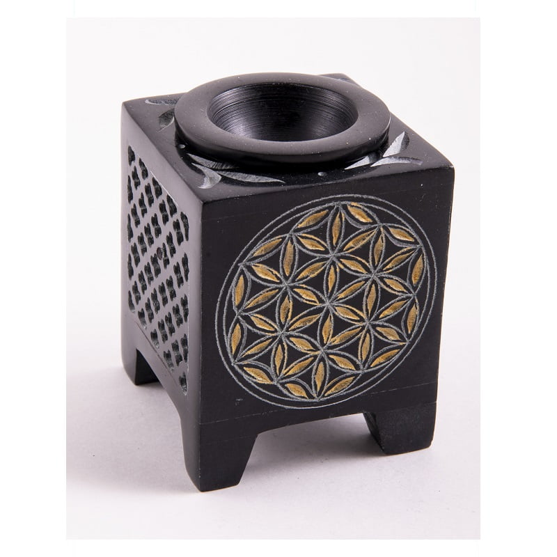 Aromalamp Levensbloem kubus zwart goud