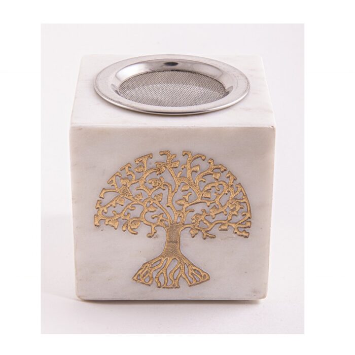 Aromalamp Levensboom met zeef vierkant marmer