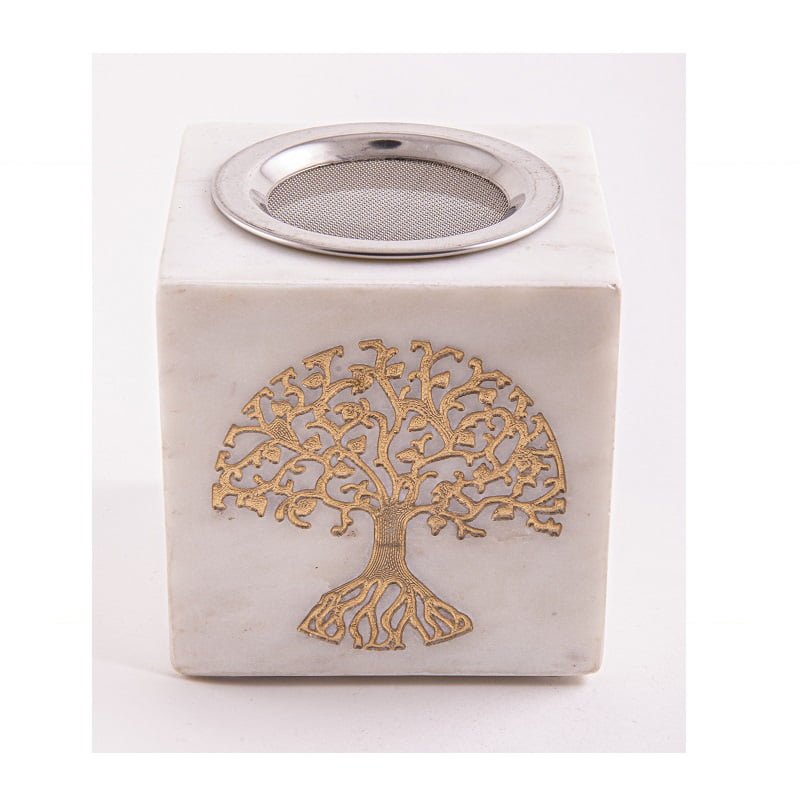 Aromalamp Levensboom met zeef vierkant marmer