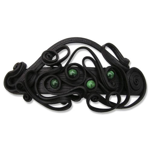 Haarspeld met malachiet parels (clip)