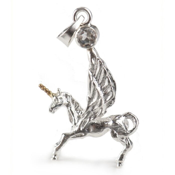 Hanger pegasus eenhoorn met bergkristal Hanger pegasus eenhoorn met bergkristal