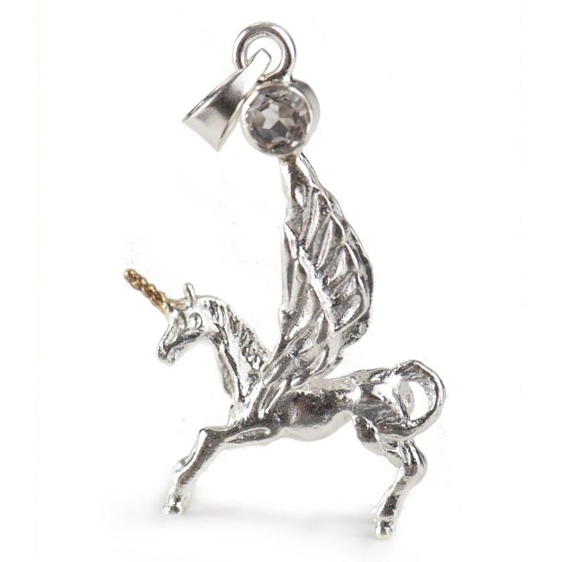 Hanger pegasus eenhoorn met bergkristal
