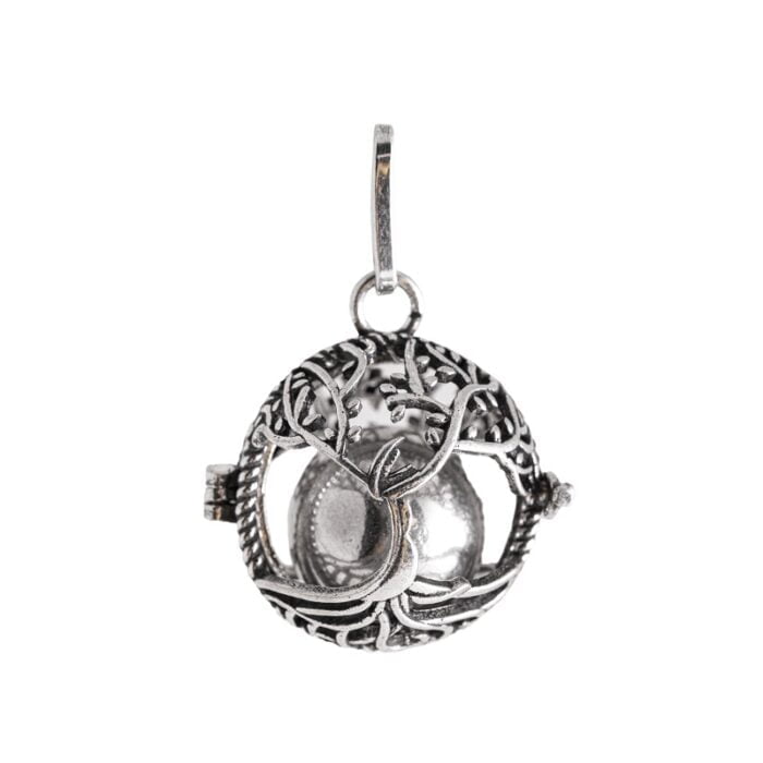 Klingelende levensboom bolhanger verzilverd