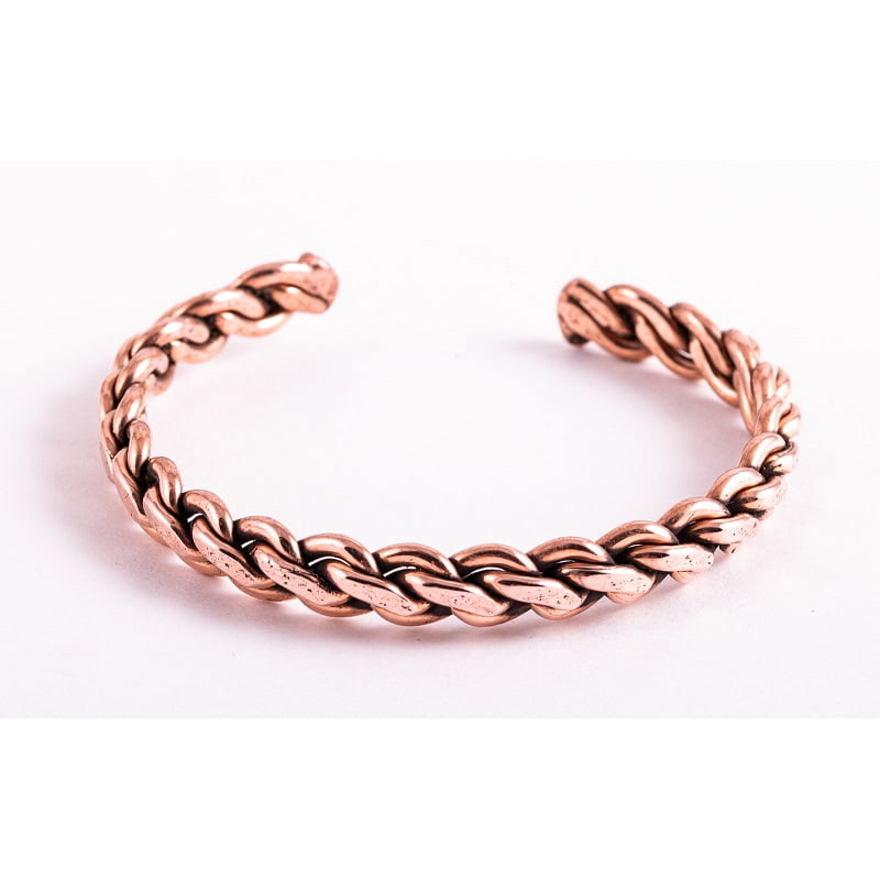 Koperen armband gevlochten 9 mm