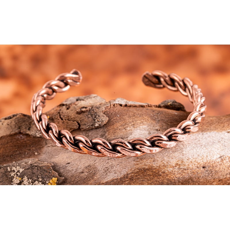 Koperen armband gevlochten 9 mm