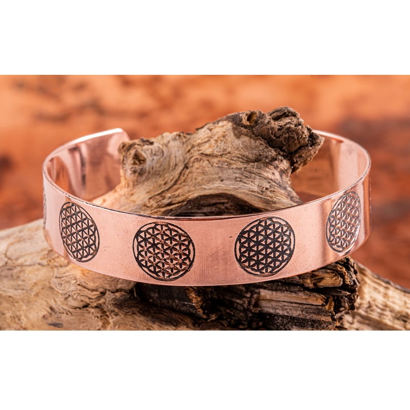 Koperen armband met levensbloem