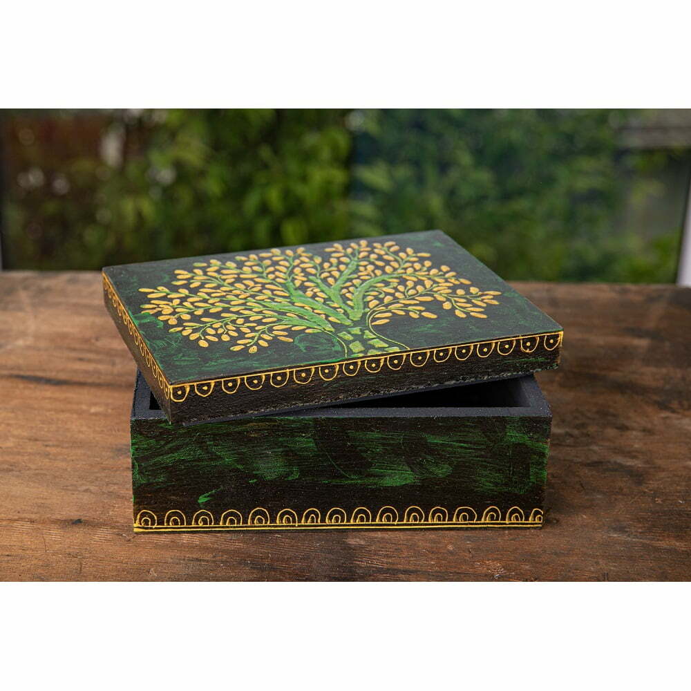 Levensboom houten kist klein