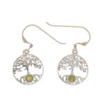 Levensboom oorbellen met peridoot