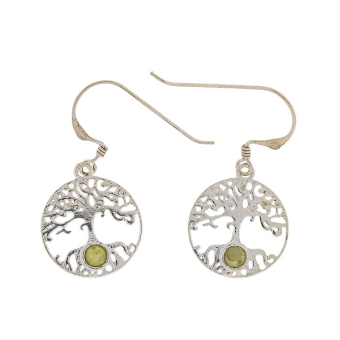 Levensboom oorbellen met peridoot