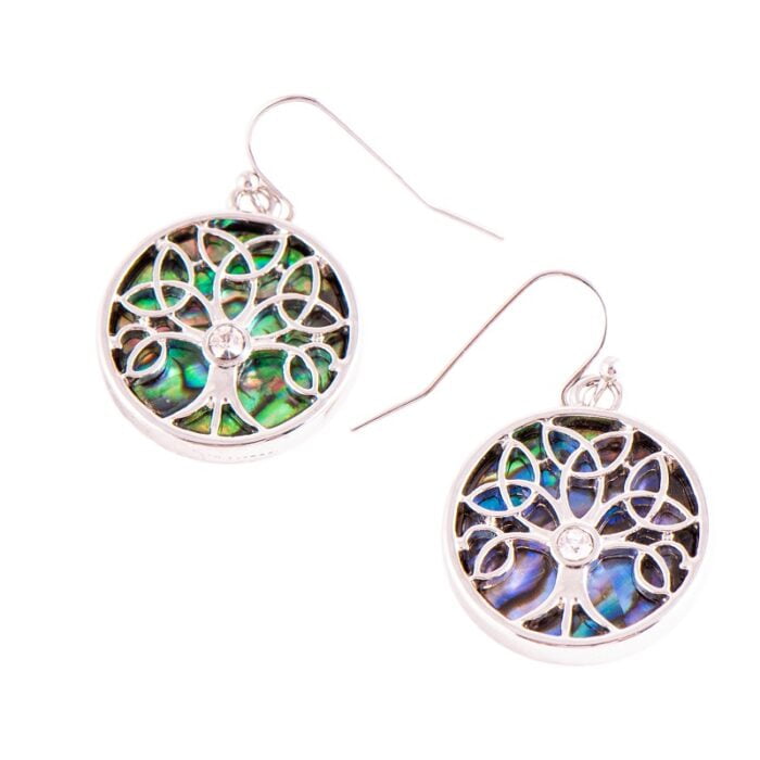 Oorbellen levensboom met paua schelp