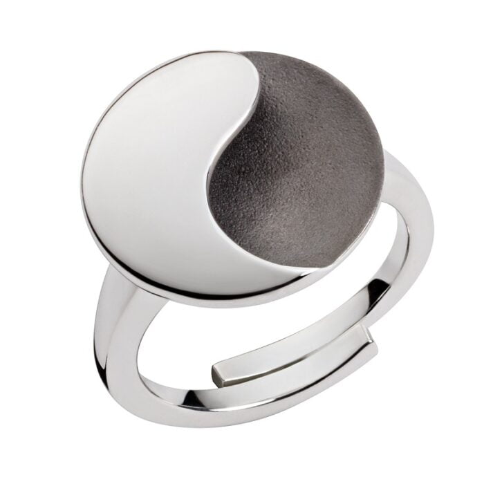 Ring yin yang zilver-zwart Ring yin yang zilver zwart