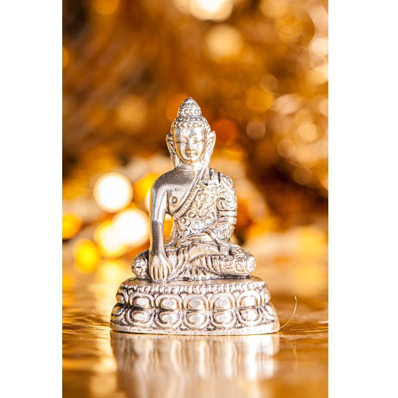 Sakyamuni boeddha messing verzilverd 5