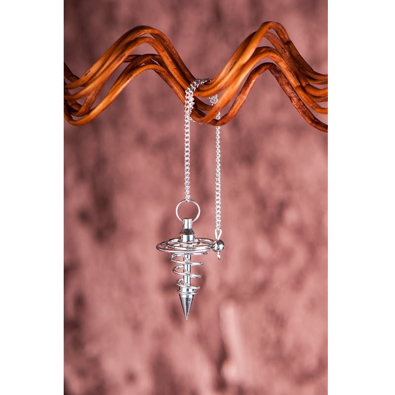 Spiraal pendel messing verzilverd