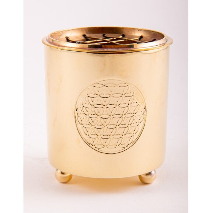 Wierookbrander met netje Levensbloem messing