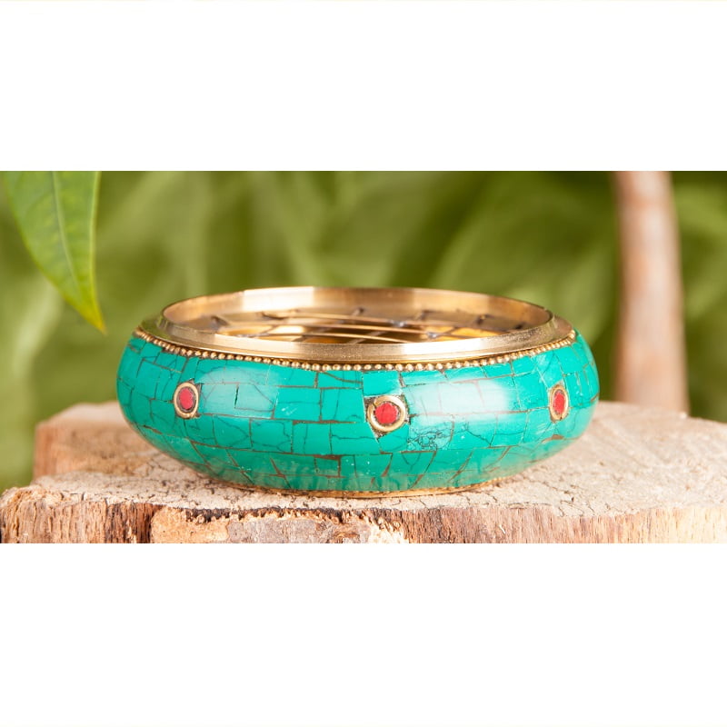 Wierookbrander met netje messing met stenen 8