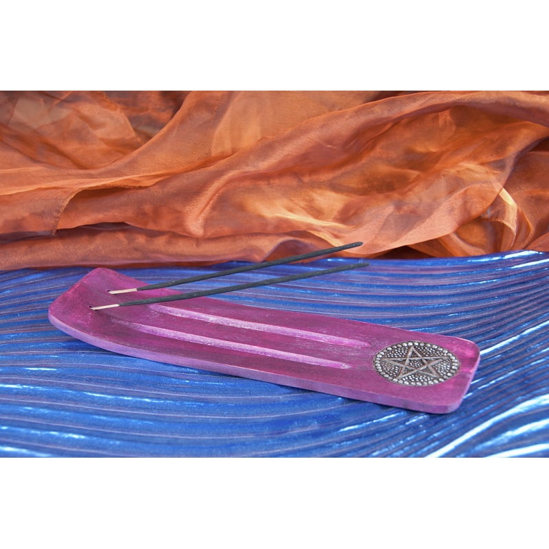 Wierookhouder bootje pentagram paars