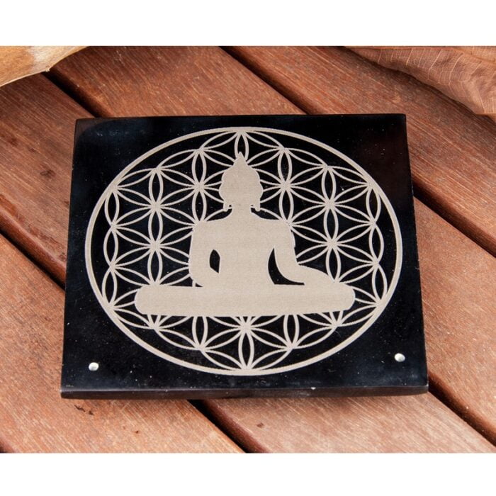 Wierookhouder speksteen Levensbloem met Boeddha Wierookhouder speksteen Levensbloem met Boeddha