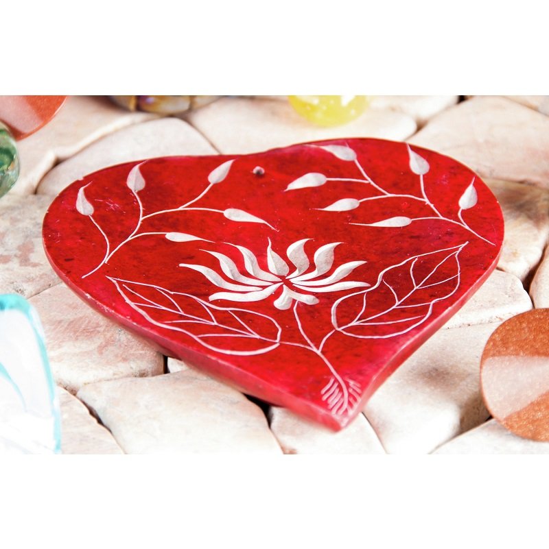 Wierookhouder speksteen hart lotusbloem