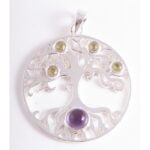 Yggdrasil levensboom hanger zilver met peridot en amethist2