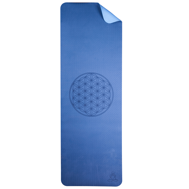 Yoga mat ecofriendly blauw met flower of life