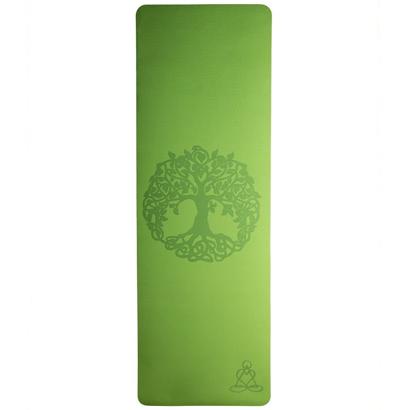 Yoga mat ecofriendly lichtgroen met levensboom