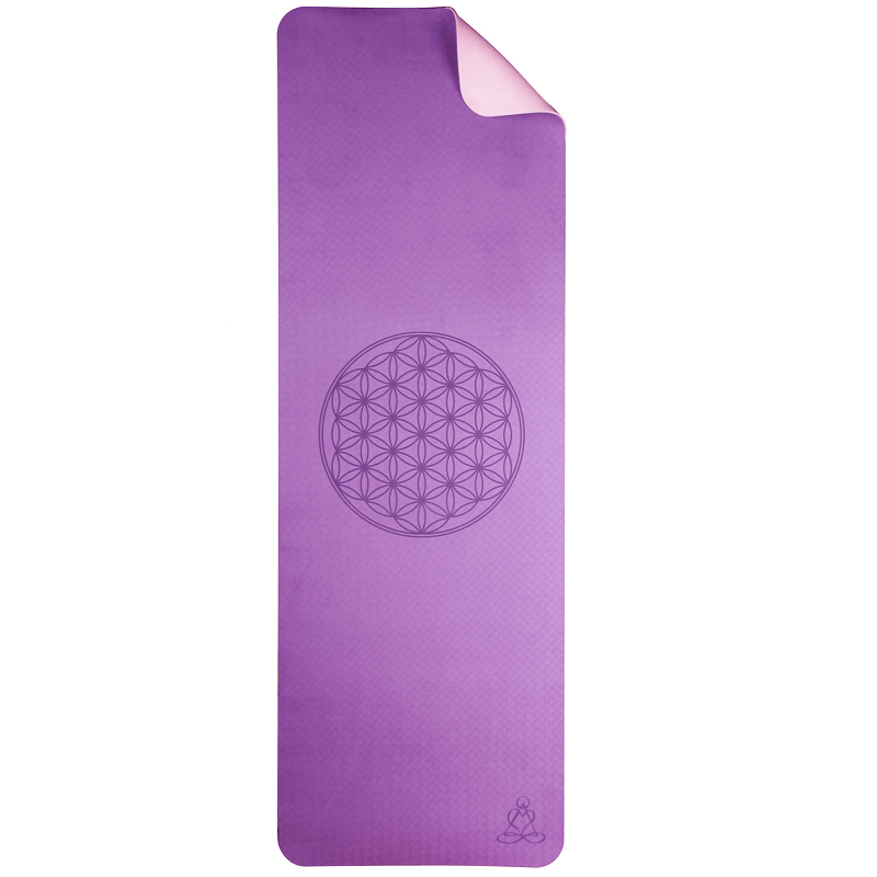 Yoga mat ecofriendly lila met flower of life