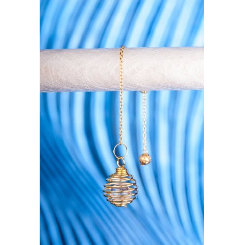 spiraalpendel met bergkristal verguld