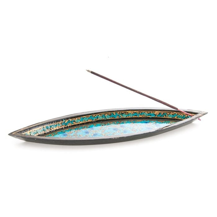 Wierookhouder bootje gouden blad