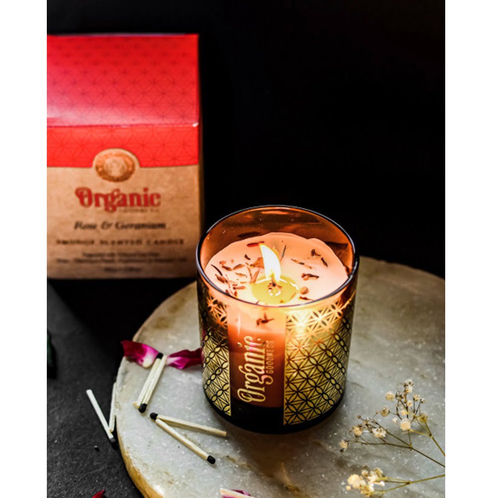 Biologische sojawaskaars roos en geranium