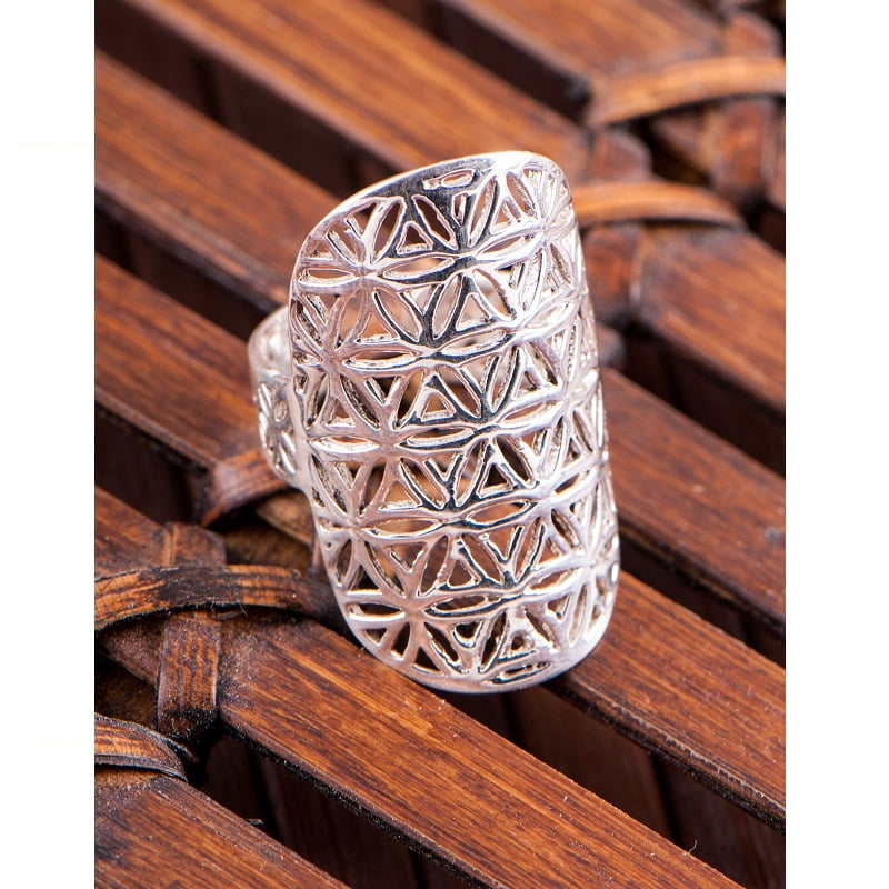 Levensbloem ring zilver open