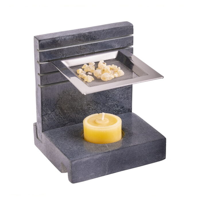 Wierookbrander met zeef speksteen