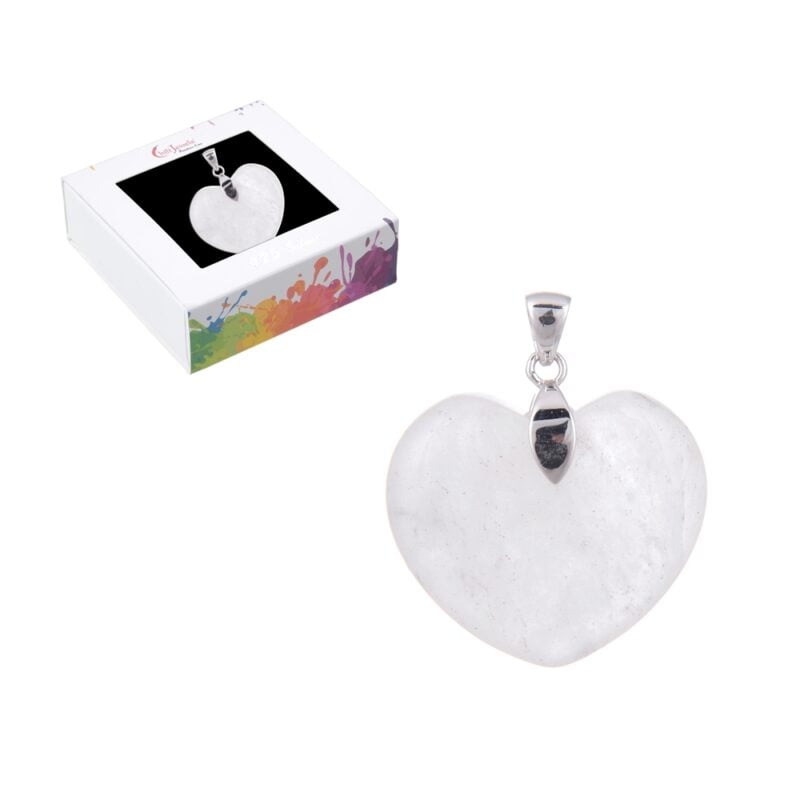 Hanger Bergkristal hart verzilverd