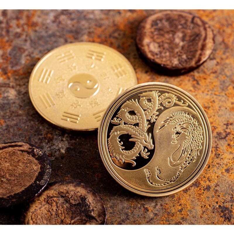 Chinese geluksmunt Draak en Feniks