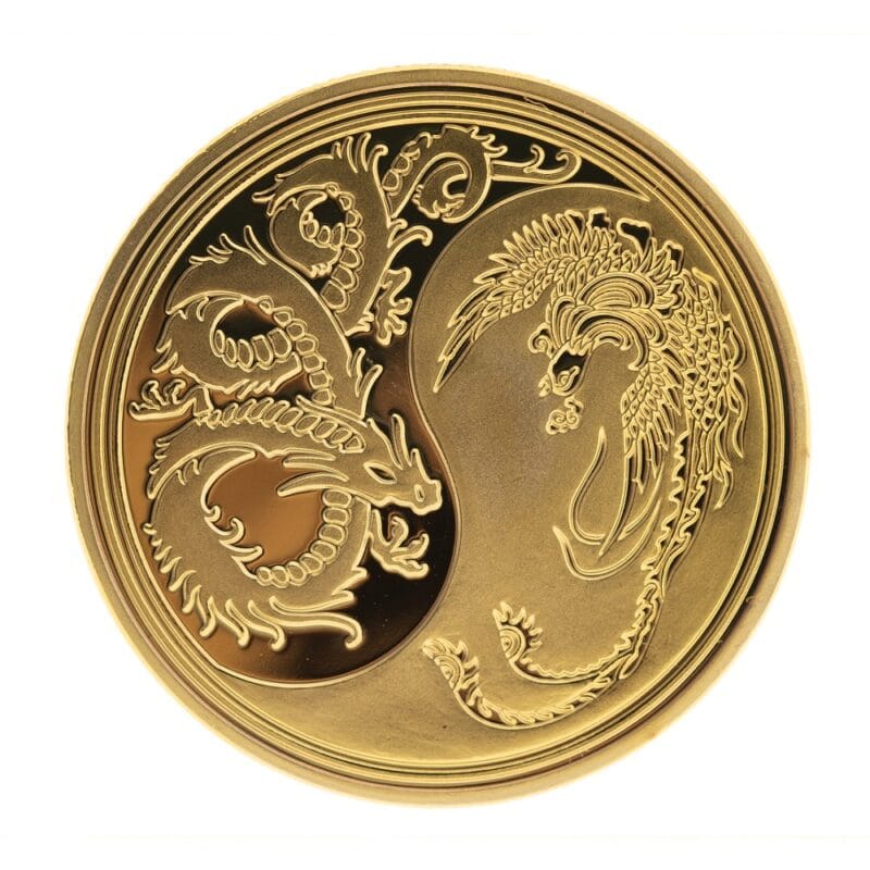 Chinese geluksmunt Draak en Feniks