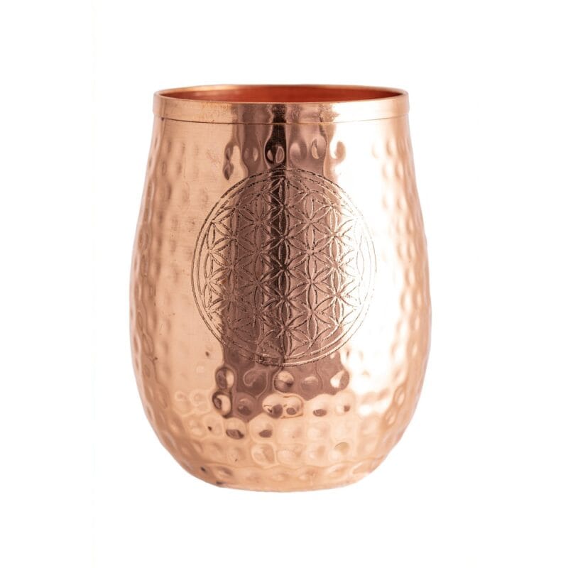 Koperen drinkbeker levensbloem