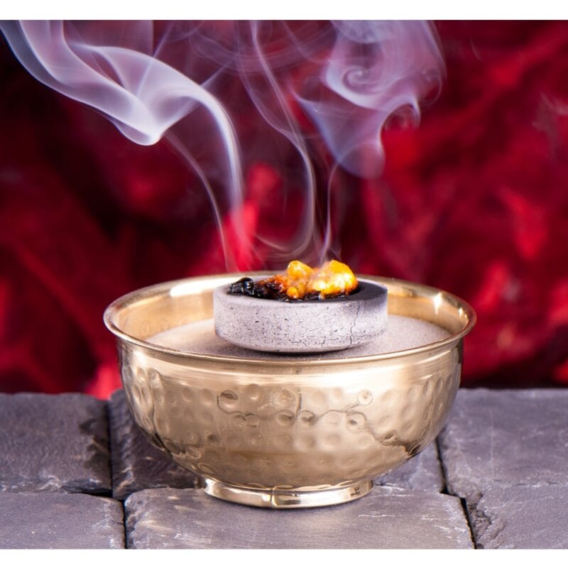 Wierookbrander schaal messing gehamerd