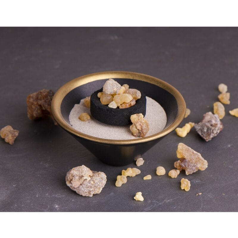 Wierookbrander schaal zwart goud