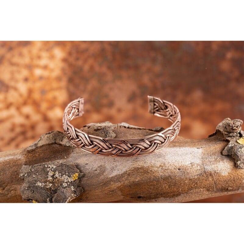 Koperen armband gevlochten 12 mm
