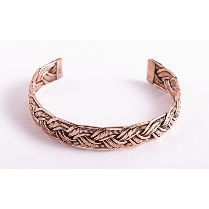 Koperen armband gevlochten 12 mm