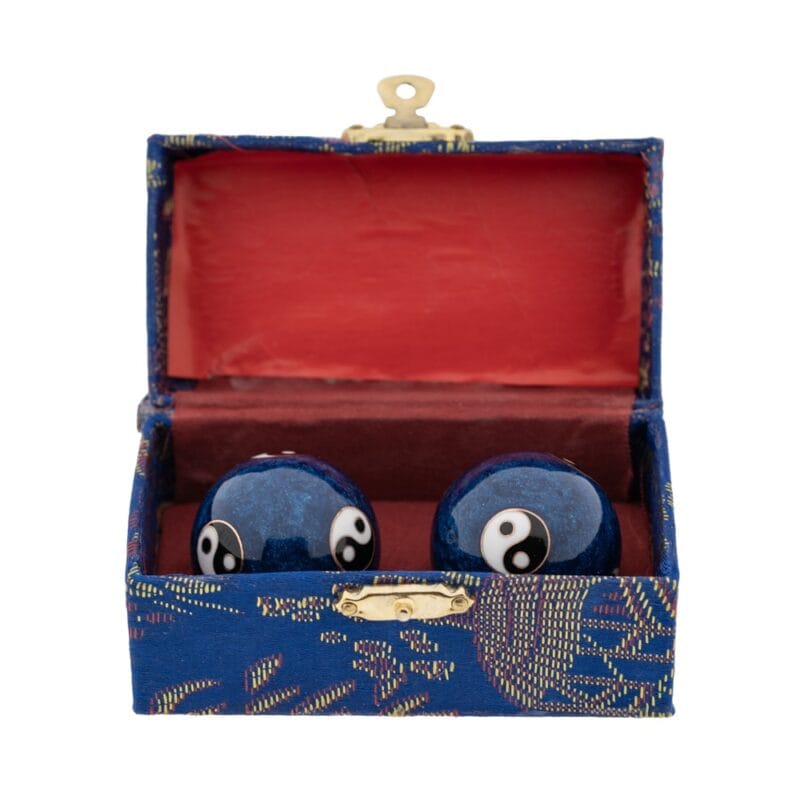 Qi Gong ballen yin yang blauw 35 mm