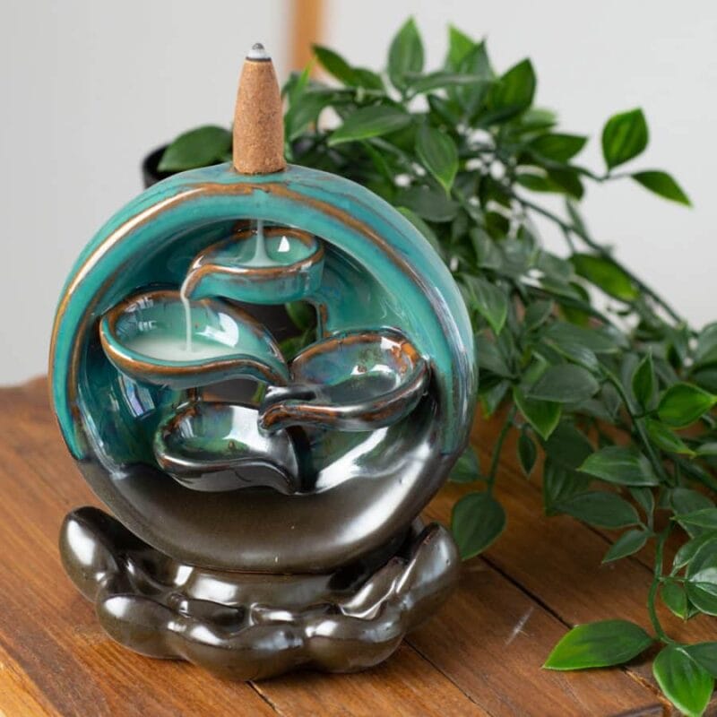 Wierook Houder Waterval Blauw Bol Keramiek2