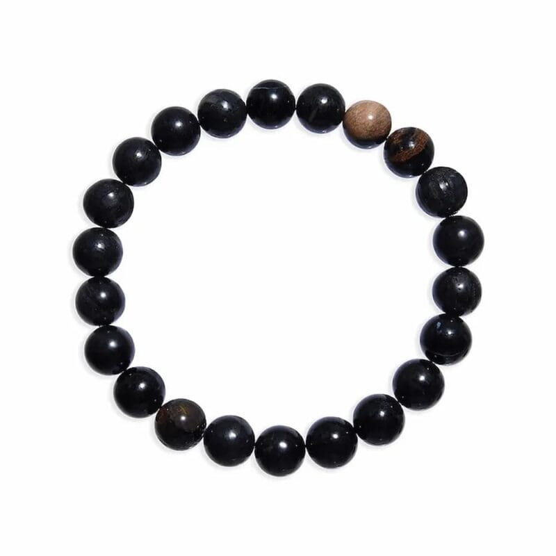 Armband Versteend Hout (Zwart) 10 mm