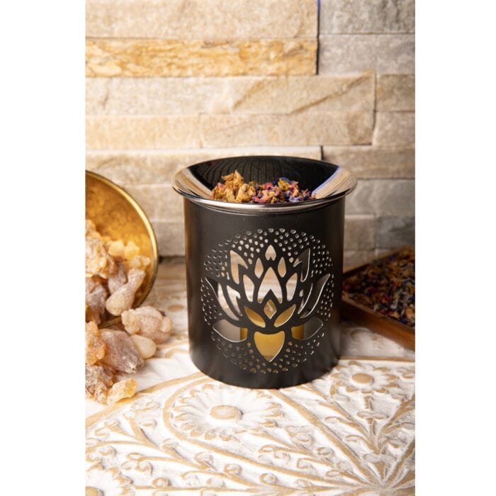 Wierookbrander Lotus met RVS schaal2 Wierookbrander Lotus met RVS schaal2