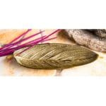 Wierookhouder bootje blad brons