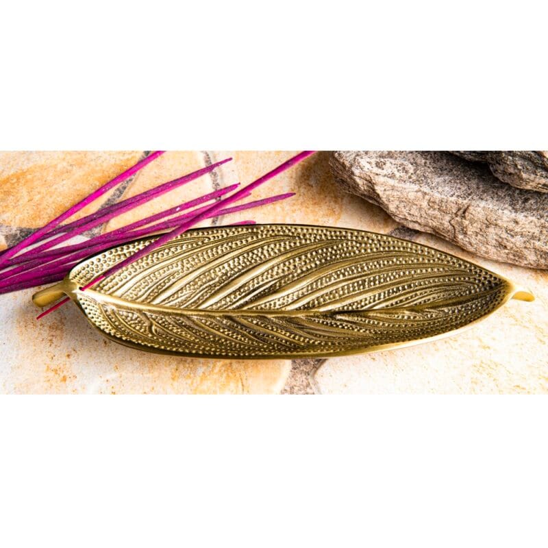 Wierookhouder bootje blad brons