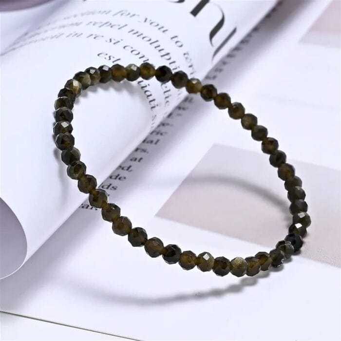 Goudglans obsidiaan armband 3 mm voor kinderen2