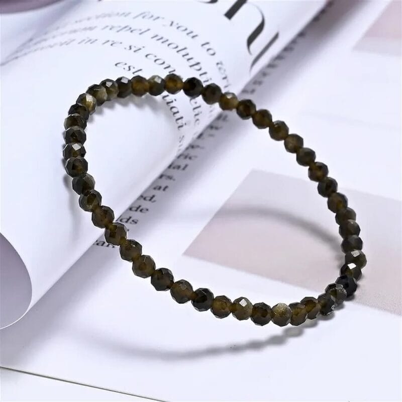 Goudglans obsidiaan armband 3 mm voor kinderen2