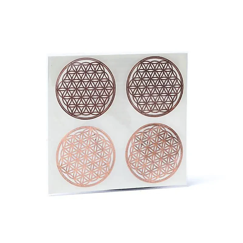 Levensbloem metalen sticker rosé goud 3,3 cm